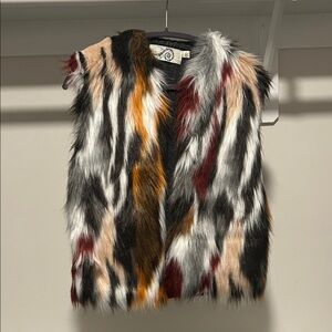 Anthropologie Multicolor Faux Fur Vest
